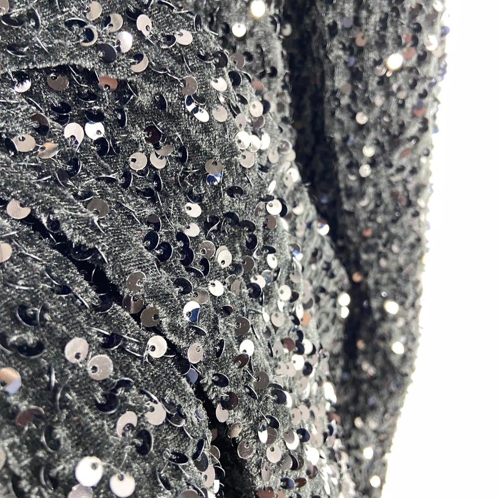 Madden NYC Black Sequin Velour Maxi Skirt Side Slit Womens Large - Picture 8 of 10